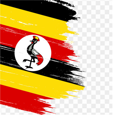 Uganda flag brush paint textured isolated  on png or transparent background. vector illustrationのイラスト素材