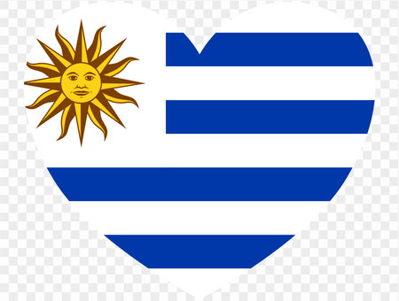 Uruguay flag in heart shape isolated  on  transparent  background. vector illustrationのイラスト素材
