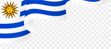 Uruguay flag wave isolated on png or transparent background vector illustration.のイラスト素材