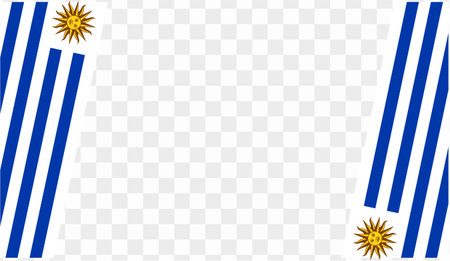 Uruguay flag wave isolated on png or transparent background vector illustration.のイラスト素材