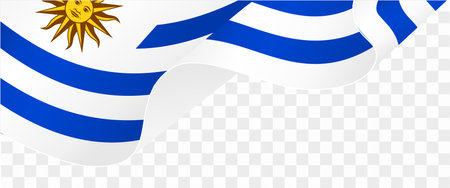 Uruguay flag wave isolated on png or transparent background vector illustration.のイラスト素材