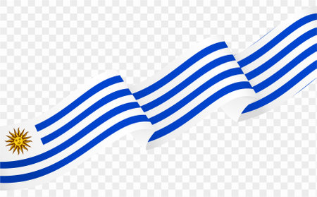 Uruguay flag wave isolated on png or transparent background vector illustration.のイラスト素材
