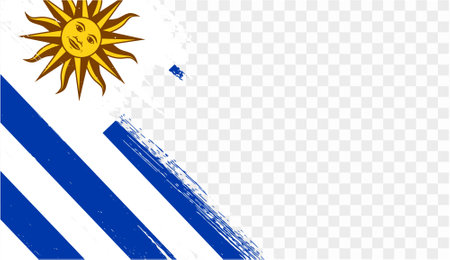 Uruguay flag brush paint textured isolated  on png or transparent background. vector illustrationのイラスト素材