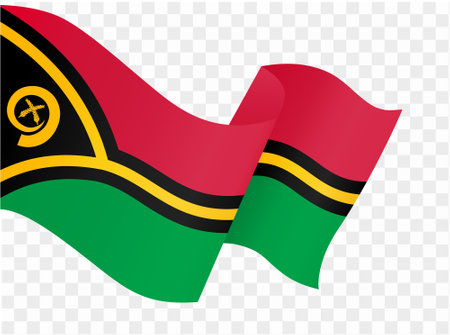 Vanuatu flag wave isolated on png or transparent background vector illustration.のイラスト素材