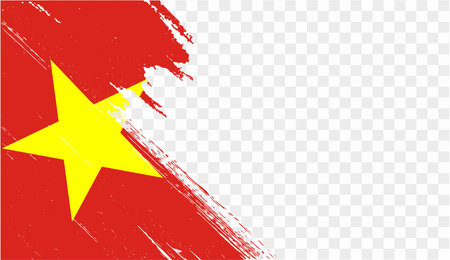 Vietnam flag brush paint textured isolated  on png or transparent background. vector illustrationのイラスト素材