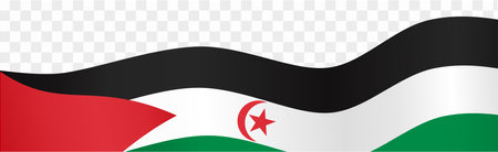Western Sahara flag wave isolated on png or transparent background vector illustration.のイラスト素材