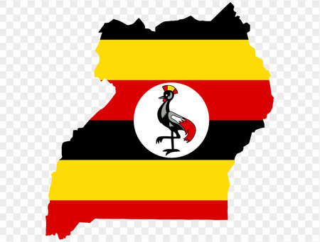 Uganda map flag  isolated on png or transparent background vector illustration.のイラスト素材