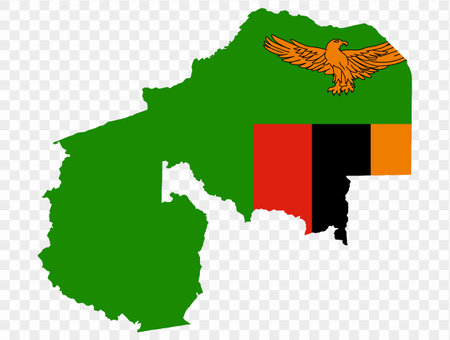 Zambia map flag  isolated on png or transparent background vector illustration.のイラスト素材