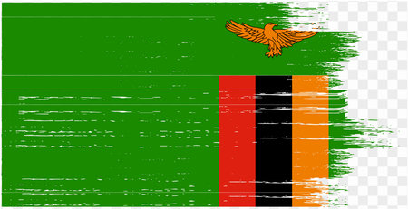 Zambia flag brush paint textured isolated on png or transparent background. vector illustrationのイラスト素材