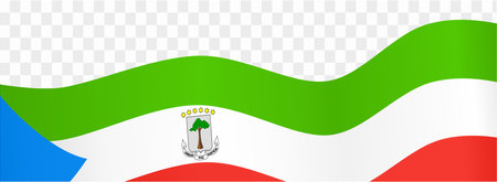 Equatorial Guinea flag wave isolated on png or transparent background vector illustration.のイラスト素材
