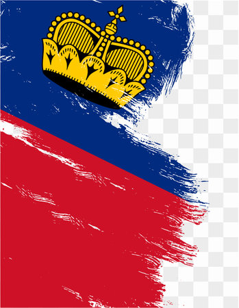 Liechtenstein flag brush paint textured isolated on png or transparent background. vector illustrationのイラスト素材