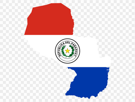 Paraguay map flag isolated on png or transparent background vector illustration.のイラスト素材