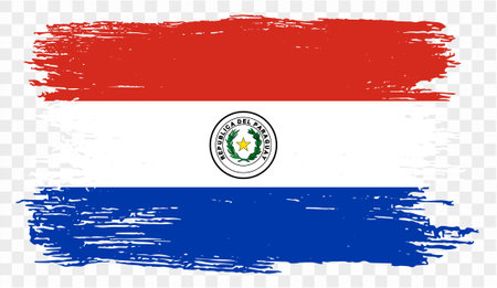 Paraguay flag brush paint textured isolated on png or transparent background. vector illustrationのイラスト素材