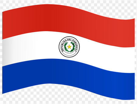 Paraguay flag wave isolated on png or transparent background vector illustration.のイラスト素材