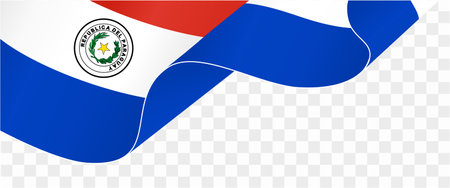 Paraguay flag wave isolated on png or transparent background vector illustration.のイラスト素材