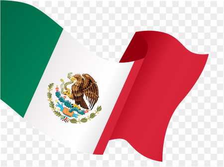 Mexico flag wave isolated on png or transparent background vector illustration.のイラスト素材