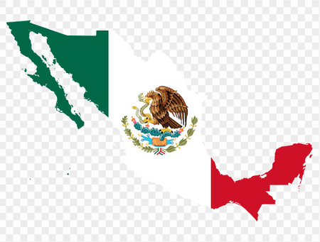 Mexico map flag isolated on png or transparent background vector illustration.のイラスト素材