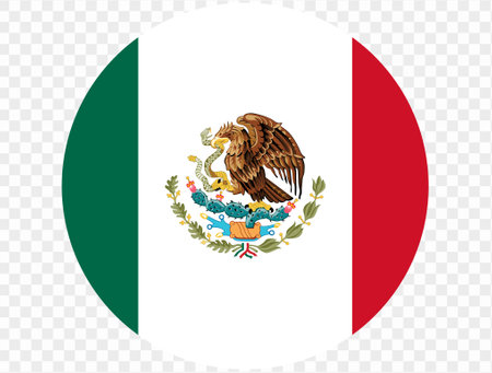 Mexico flag button on png or transparent background. vector illustration.のイラスト素材
