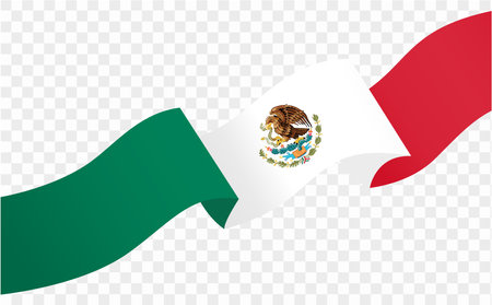 Mexico flag wave isolated on png or transparent background vector illustration.のイラスト素材
