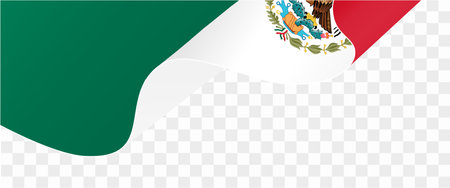 Mexico flag wave isolated on png or transparent background vector illustration.のイラスト素材