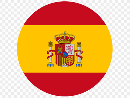 Spain flag button on png or transparent background. vector illustration.のイラスト素材