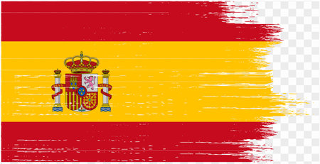 Spain flag brush paint textured isolated on png or transparent background. vector illustrationのイラスト素材