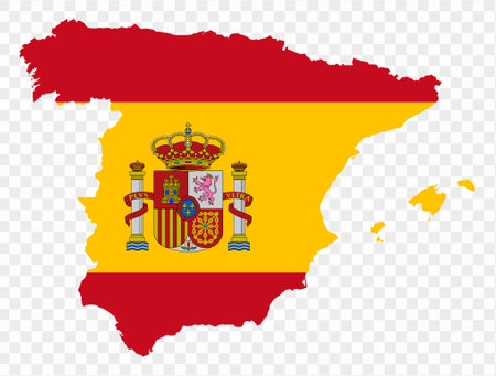 Spain map flag isolated on png or transparent background vector illustration.のイラスト素材