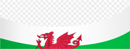 Wales flag wave isolated on png or transparent background vector illustration.のイラスト素材