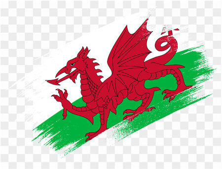Wales flag brush paint textured isolated on png or transparent background. vector illustrationのイラスト素材