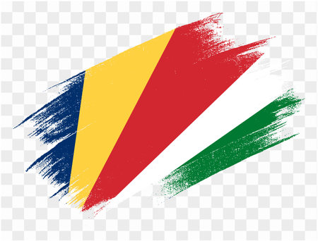 Seychelles flag brush paint textured isolated  on png or transparent background. vector illustrationのイラスト素材