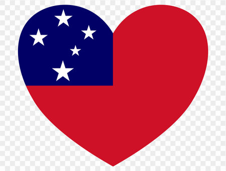 Samoa flag in heart shape isolated  on  transparent  background. vector illustrationのイラスト素材