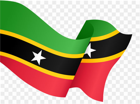 Saint Kitts and Nevis flag wave isolated on png or transparent background vector illustration.のイラスト素材