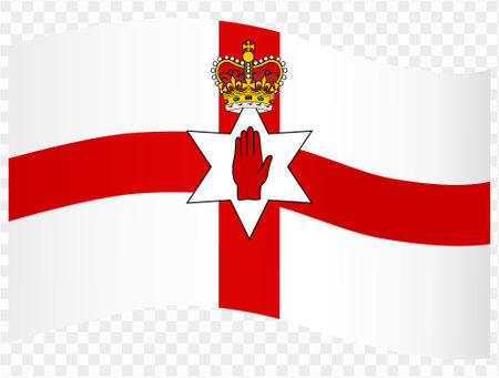 Northern Ireland flag wave isolated on png or transparent background vector illustration.のイラスト素材