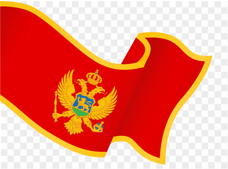 Montenegro flag wave isolated on png or transparent background vector illustration.のイラスト素材