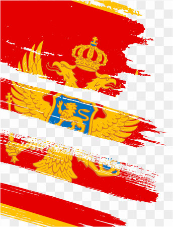 Montenegro flag brush paint textured isolated on png or transparent background. vector illustrationのイラスト素材