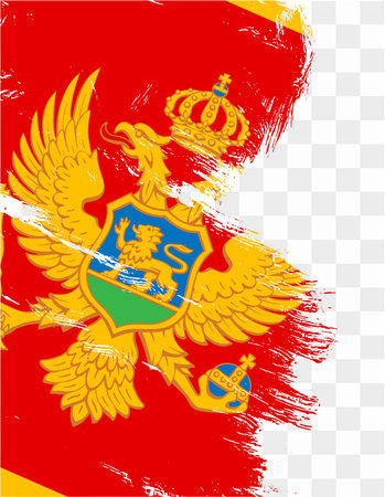 Montenegro flag brush paint textured isolated on png or transparent background. vector illustrationのイラスト素材
