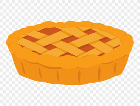 Pumpkin pie,flat minimalist style, perfect for Thanksgiving celebrations. Transparent background for easy use in designs. vectorのイラスト素材