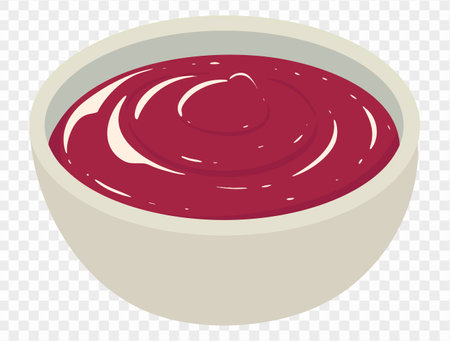 Cranberry sauce in bowl with fresh cranberries  on transparent background. Perfect for Thanksgiving and holiday dishes. vectorのイラスト素材