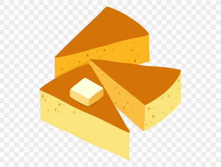 Cornbread slice in golden yellow with  small pat of butter on transparent background. Perfect for...