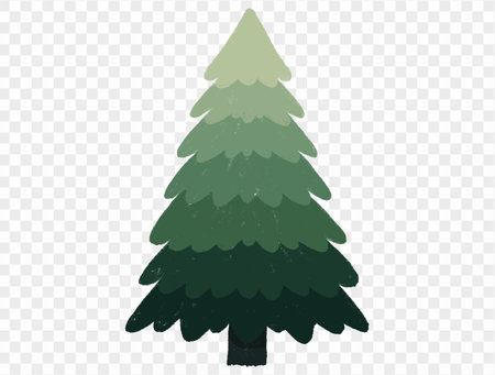 Hand drawn Christmas tree with chalk style decorations and childlike lines on  transparent background, perfect for festive designs. vectorのイラスト素材