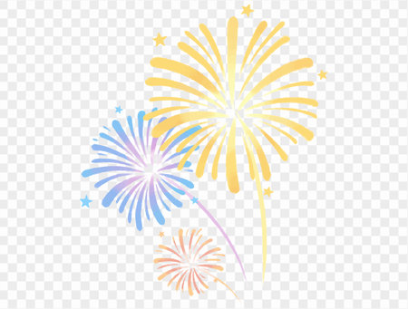 Chalk color fireworks explosion hand drawn style. Perfect for New Year celebrations and festive designs. vectorのイラスト素材