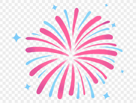 Oil pastel fireworks hand paint style. Perfect for New Year celebrations and festive designs. Vector.のイラスト素材