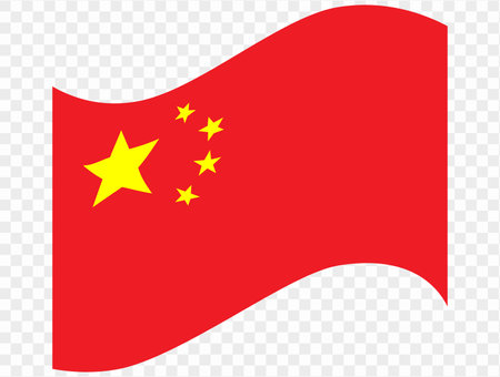 Waving China flag isolated on transparent PNG background. Perfect for designs, high-quality  vector image.のイラスト素材
