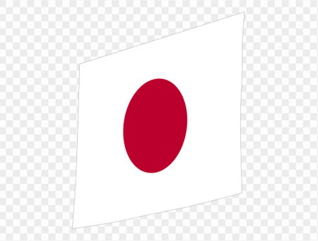 Waving Japanese flag isolated on transparent PNG background. Ideal for patriotic designs, cultural presentations, or digital projects. High-quality image featuring the iconic red circle symbolizing the rising sun, set against clean white field in bold, minimalist style. vectorのイラスト素材
