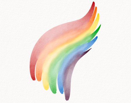 Elegant flowing rainbow brushstroke in watercolor, symbolizing the beauty of diversity and inclusivity. Perfect for Pride designsの写真素材
