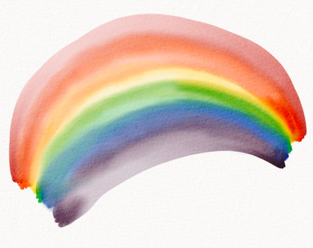 Classic arched rainbow in a soft watercolor style, symbolizing unity and love. Great for Pride Month merchandise, posters, and social campaignsの写真素材