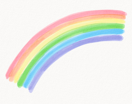 Watercolor rainbow arc on white background, symbolizing peace, love, and the arc of inclusivityの写真素材
