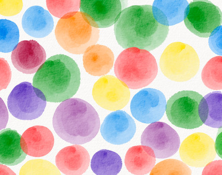 Rainbow watercolor dots patternの写真素材