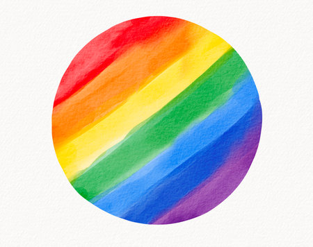 Circular rainbow watercolor stripesの写真素材