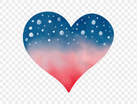 Watercolor heart in gradient USA colors, soft patriotic feeling for July 4th vector.のイラスト素材